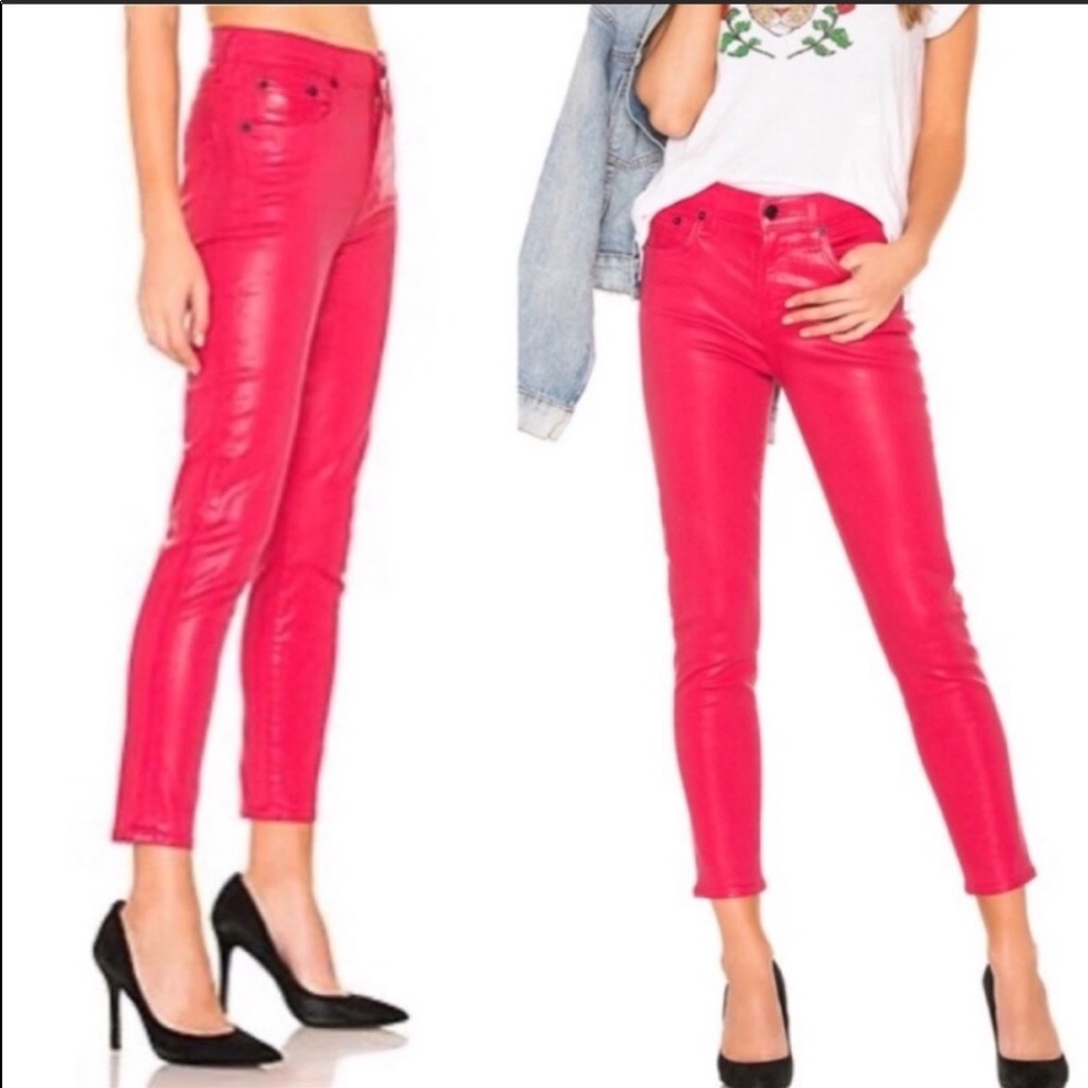 Agolde pink coated denim